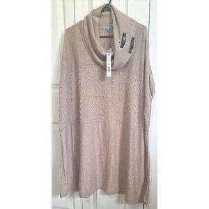 Joseph A. Women's 2X Mocha Heather Cowl Neck Sleeveless Poncho